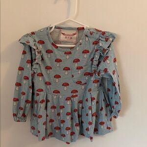 Charming Long Sleeve Mushroom Print Shirt for Kids